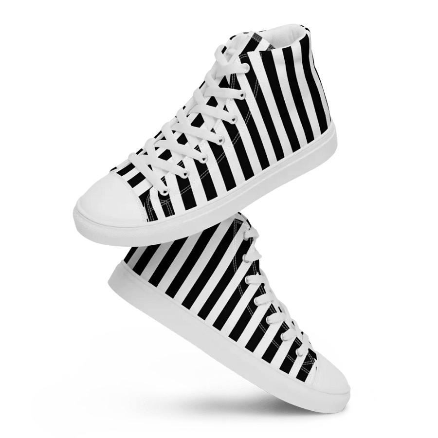 Men's Black And White Striped High Tops product image (11)