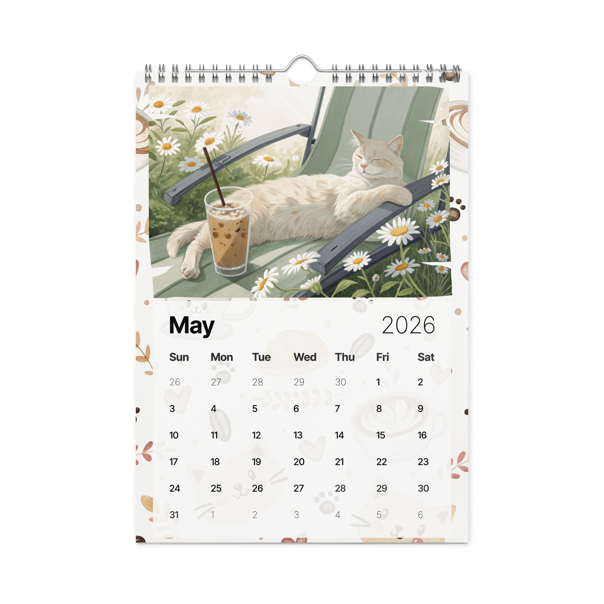 Coffee with Cats Wall Calendar 2026 – Cozy Watercolor Scenes of Cats, Coffee & Comfort product image (10)