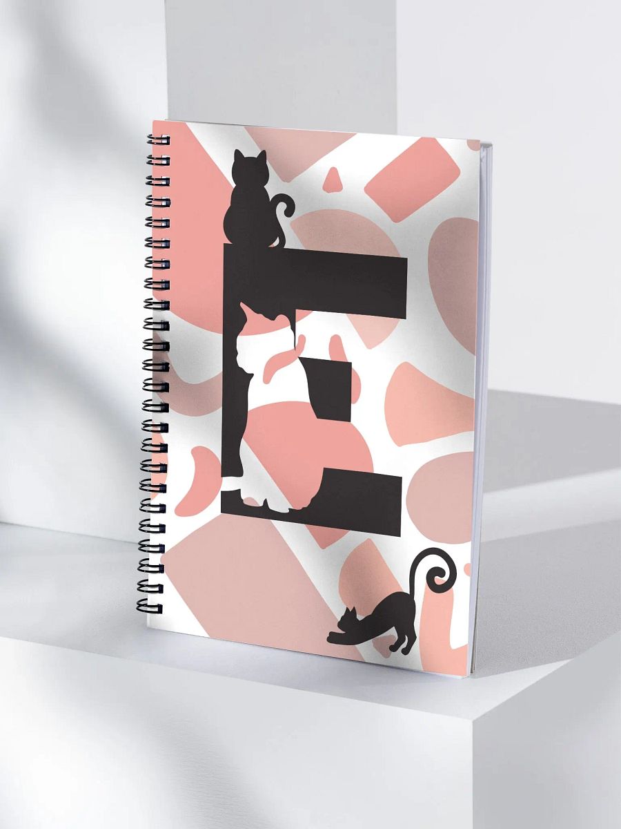 Monogram Letter E Cat Lover Geometric Pinks Notebook product image (4)