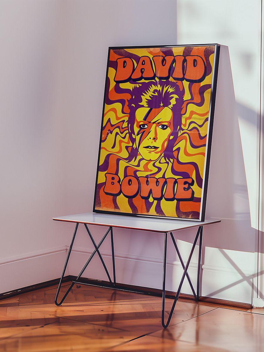 David Bowie Ziggy Stardust Poster - Psychedelic Aladdin Sane Print, Orange Yellow Purple Wall Art, Glam Rock Retro Music Decor product image (18)