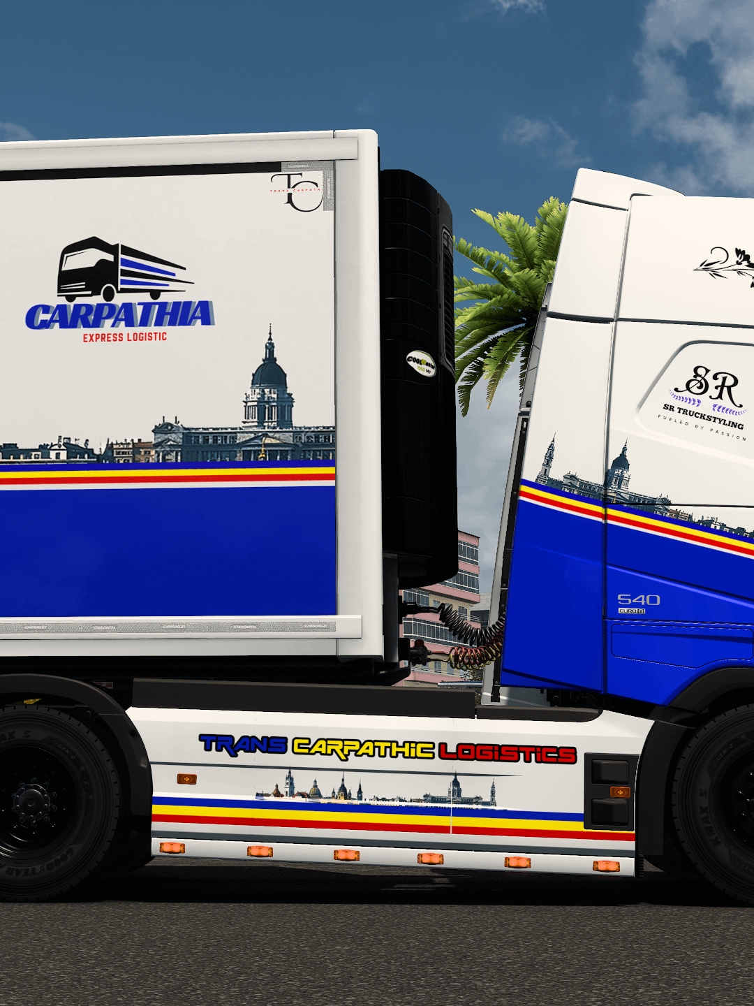 ETS2 Skin - Volvo FH6 Aero XL Trans Carpathic Logistics & Schwarzmüller Trailer Skin 8K product image (9)