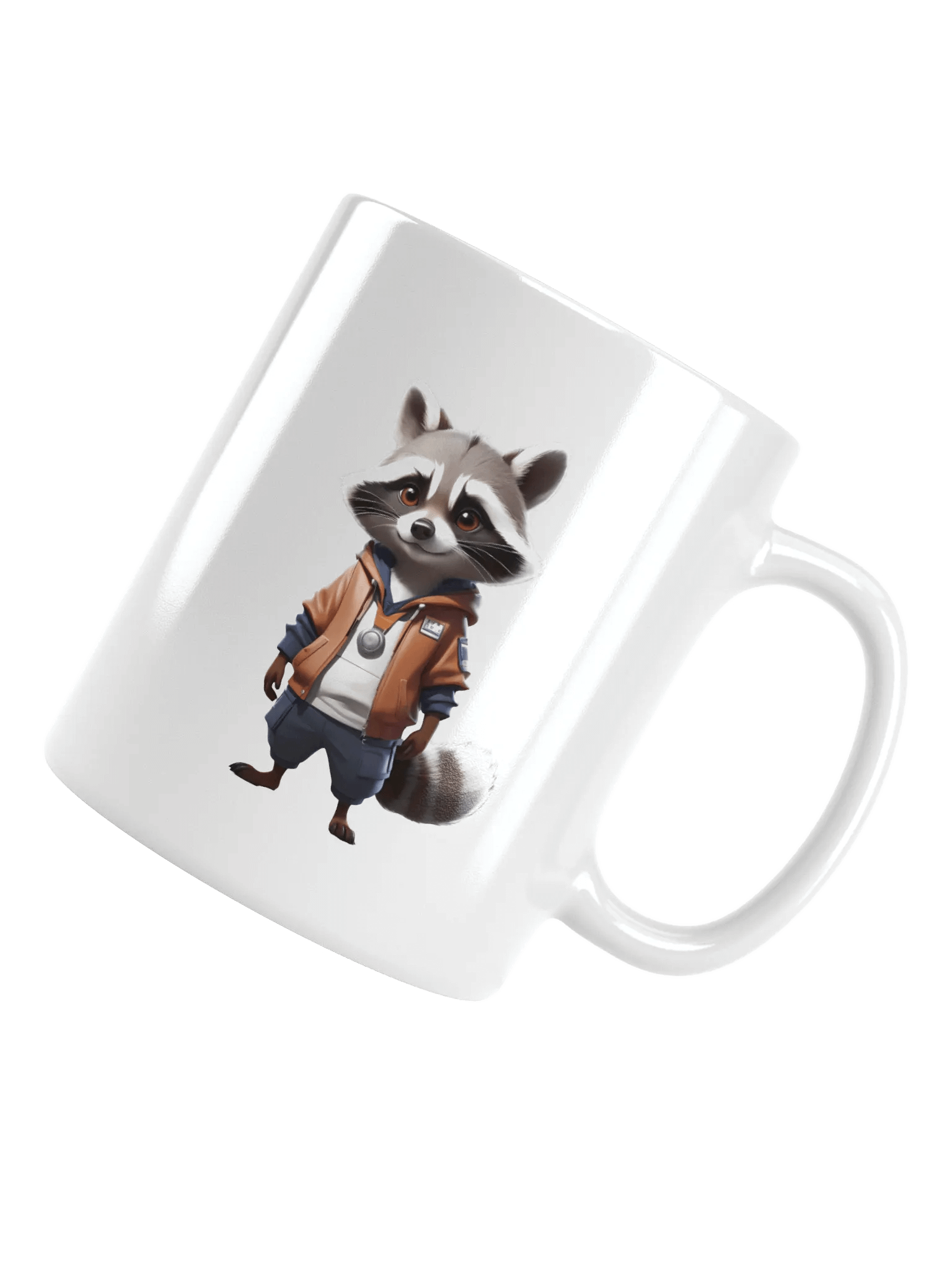 Cute Cartoon Raccoon White Mug product image (1)