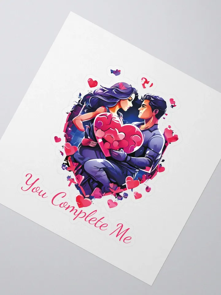 You Complete Me Funny Colorful Kiss Cut Stickers for Couples - Perfect Husband-Wife, Boyfriend-Girlfriend Gift product image (2)