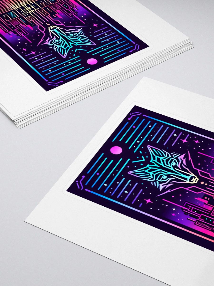 Neon Futuristic Fox Cityscape Art Sticker product image (4)