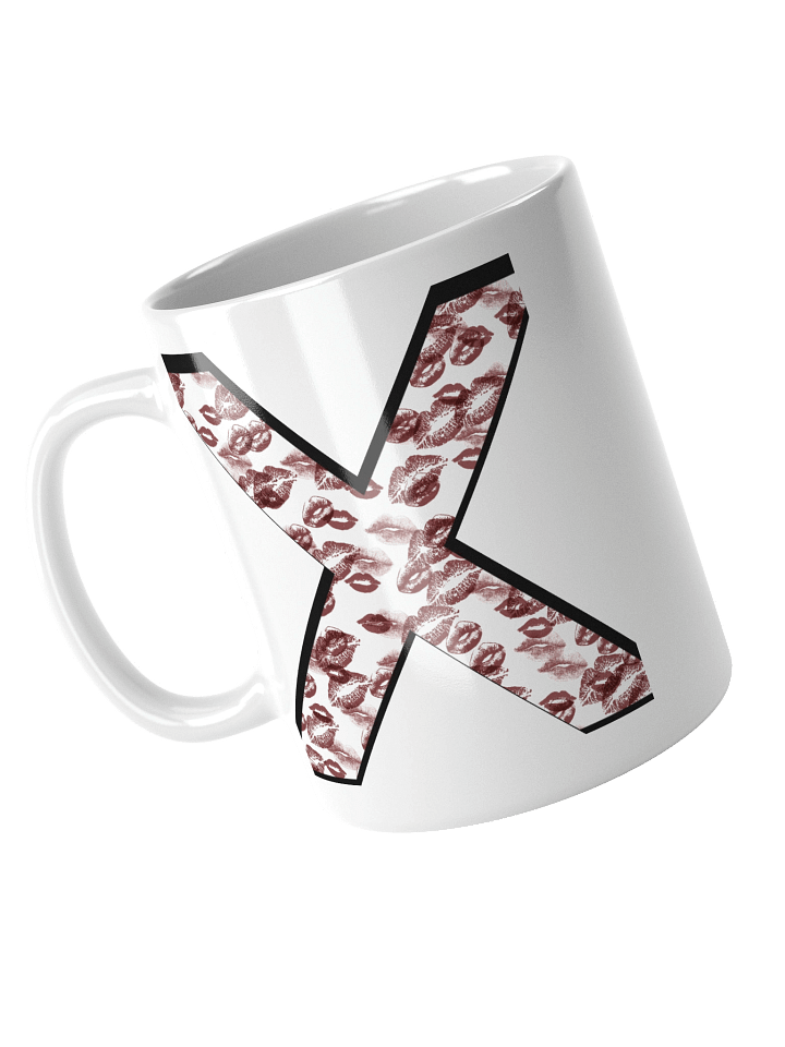 White X Burgundy Lipstick Kisses | Glossy White Mug product image (1)