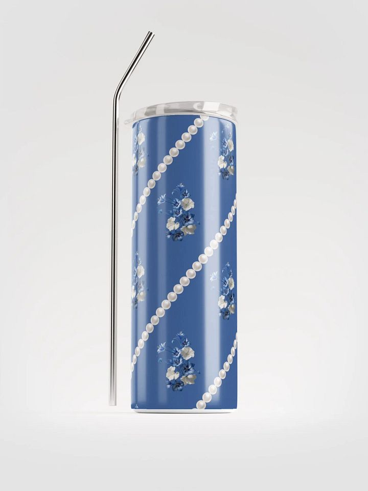 Blue Stainless Steel Tumbler With Blue Flowers product image (2)