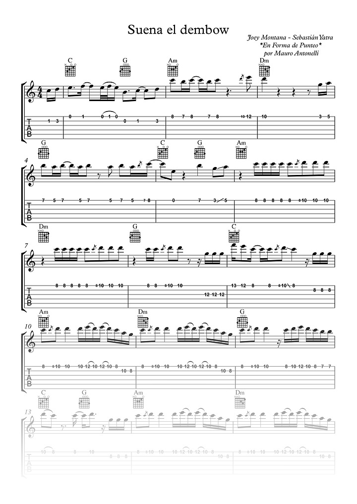 Suena el dembow - Partitura + Tab + Acordes + Pista product image (1)