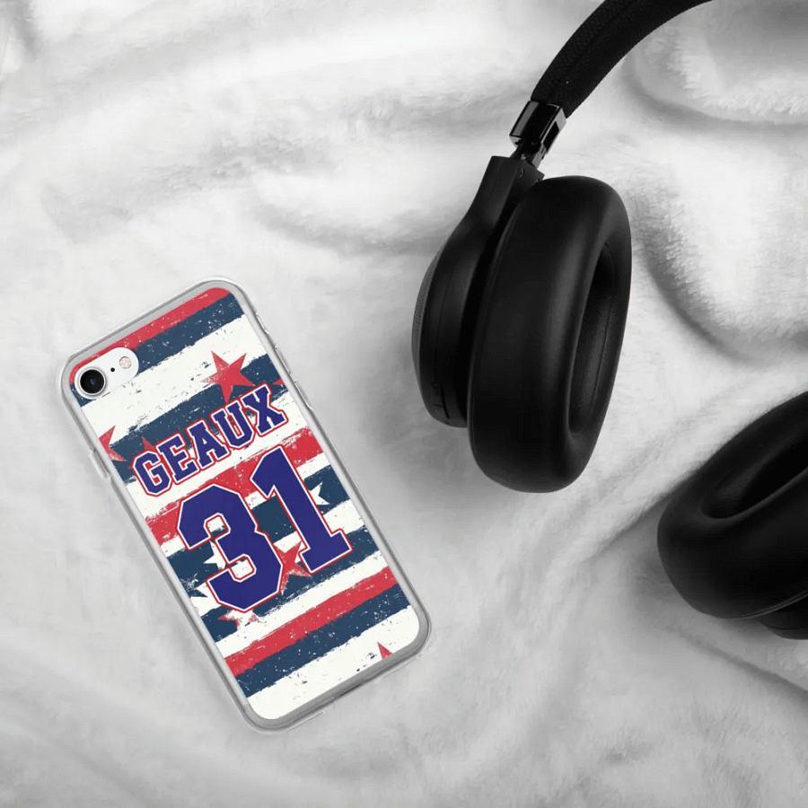 Geaux 31 - Vintage Stars & Stripes Pattern iPhone Clear Case product image (4)