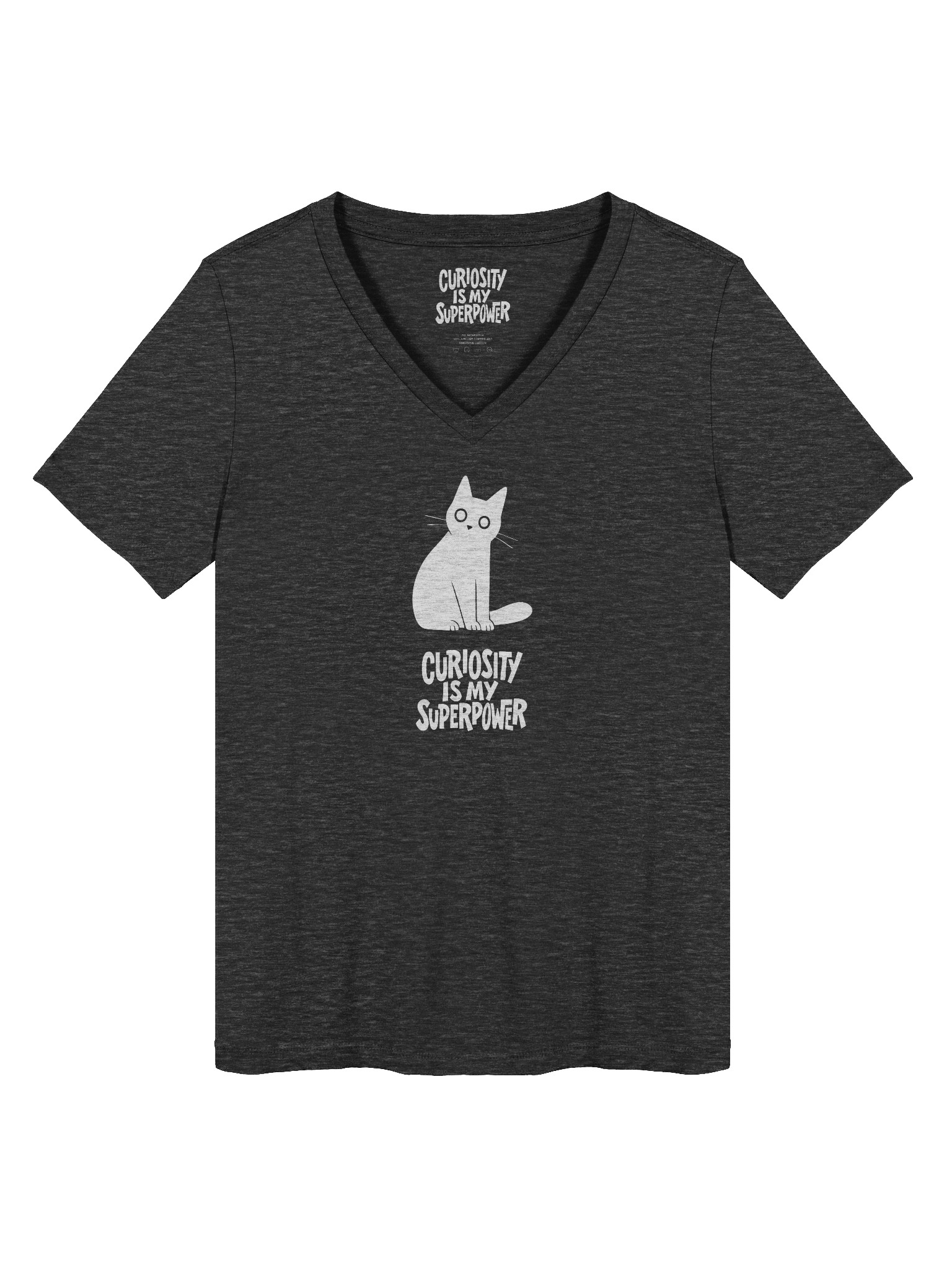 Curiosity Is My Superpower Cat V-Neck T-Shirt product image (1)