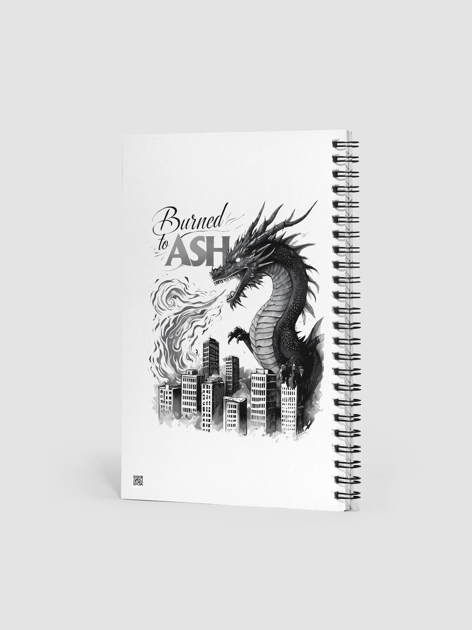 Apocalyptic Dragon Art | 'Burned to Ash' Monochrome Print Spiral Notebook product image (2)