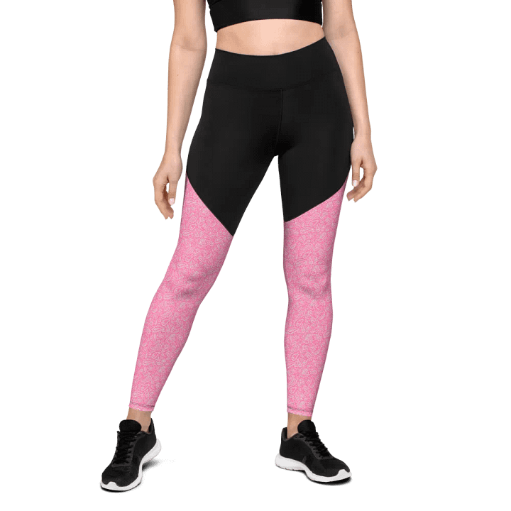 Pink All-Over Print Sports Leggings product image (2)