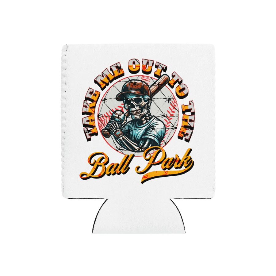 Take Me Out To The Ball Park Baseball Skeleton Slugger Can Cooler product image (1)