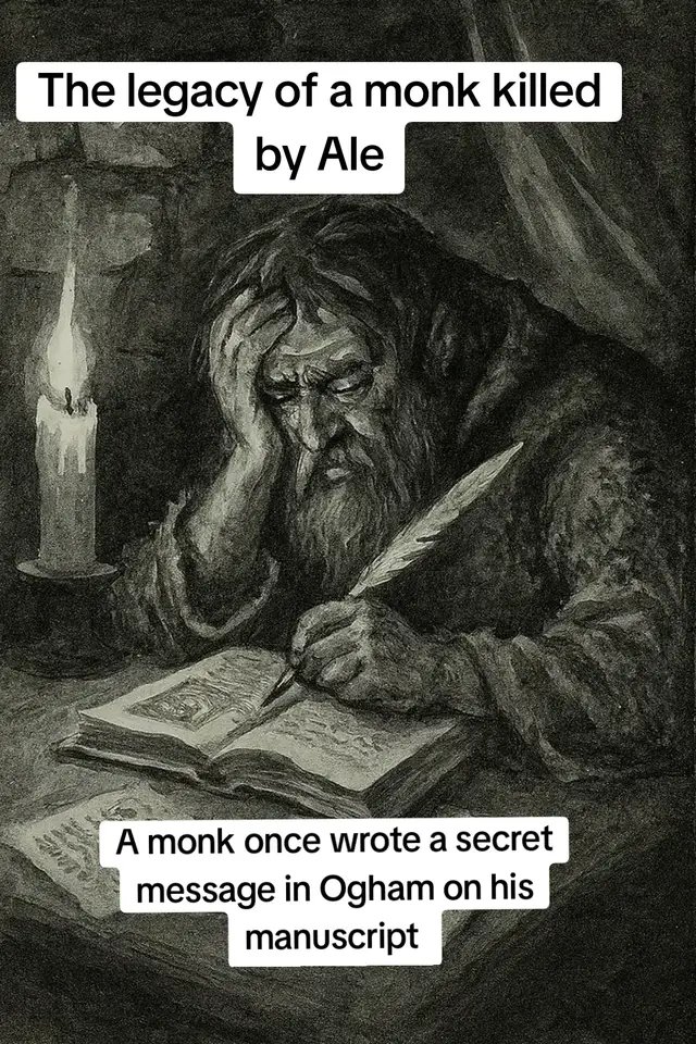 Did you know a monk once wrote a secret message in Ogham on a manuscript? Discover more at OghamLore.com #Hangover #LearnOnTikTok #Ireland #ogham #fyp