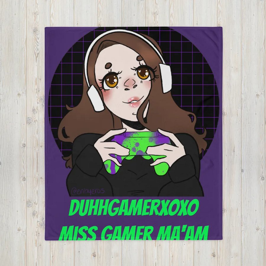 DuhhGamerXOXO/Miss Gamer Blanket - Purple w/ Green Text product image (7)