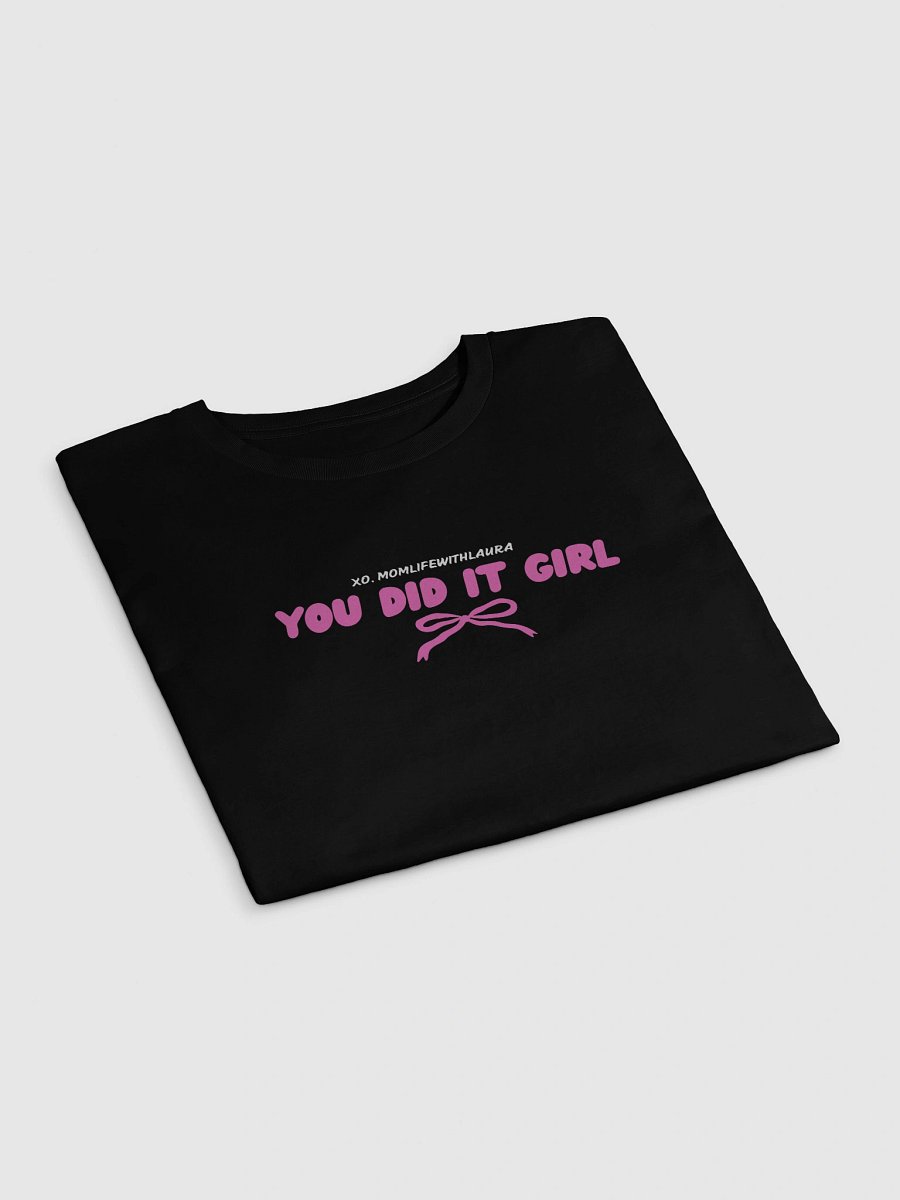 You Did it Girl Bow Cropped Tee - Black/Hot Pink product image (3)
