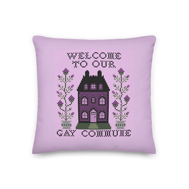 Welcome to Our Gay Commune Throw Pillow - Asexual Flag product image (1)