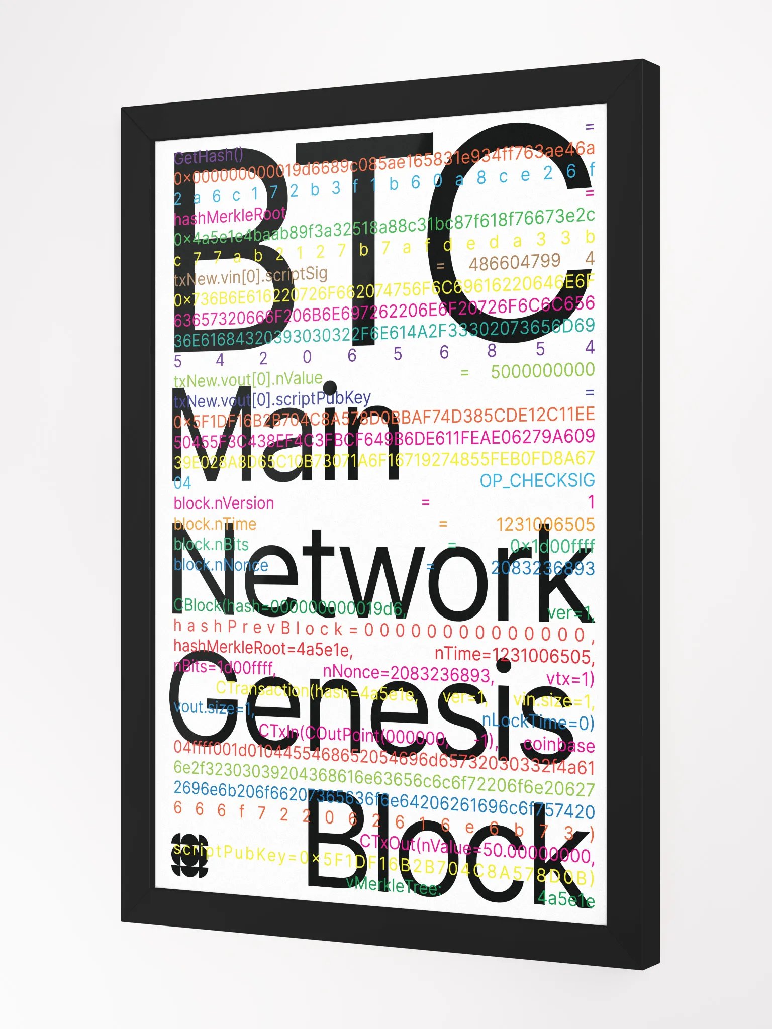 Bitcoin Genesis Block Poster (white) [framed] product image (2)