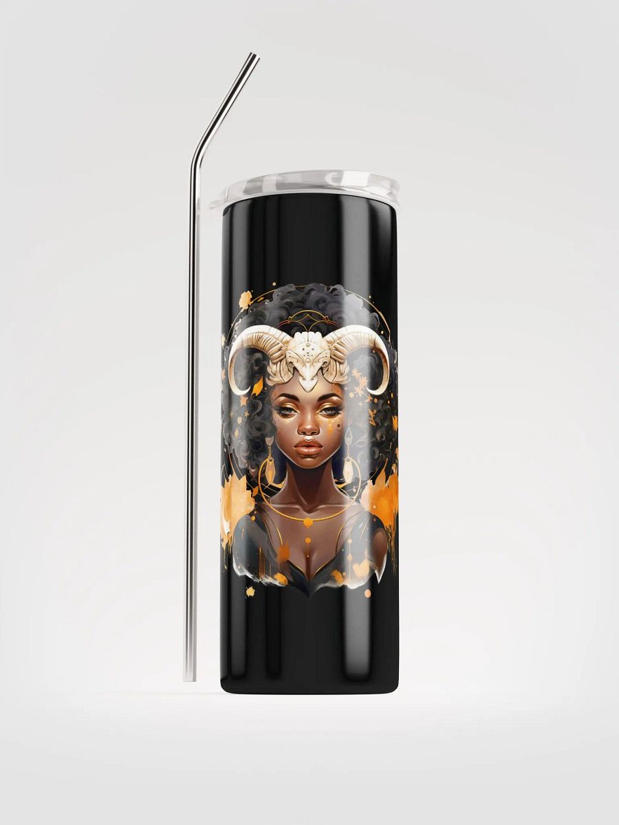 Elevate Your Sips with Aries Woman Illustrated Zodiac Stainless Steel Tumbler! ♈ product image (1)