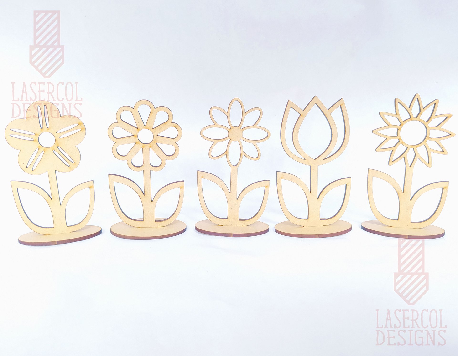 Flowers - Set 3 - (Two Sizes, Five Styles)- Laser Cut Files product image (10)