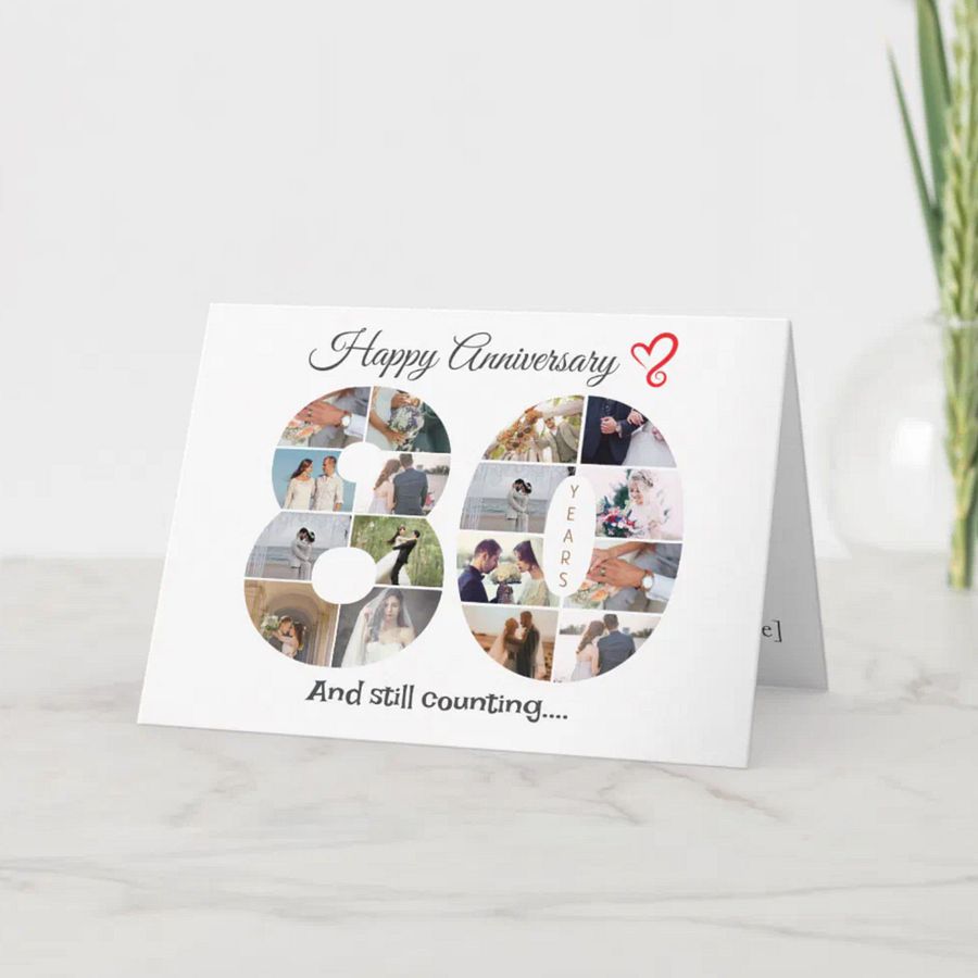 80 Year Anniversary Photo Card Editable Canva Template product image (3)