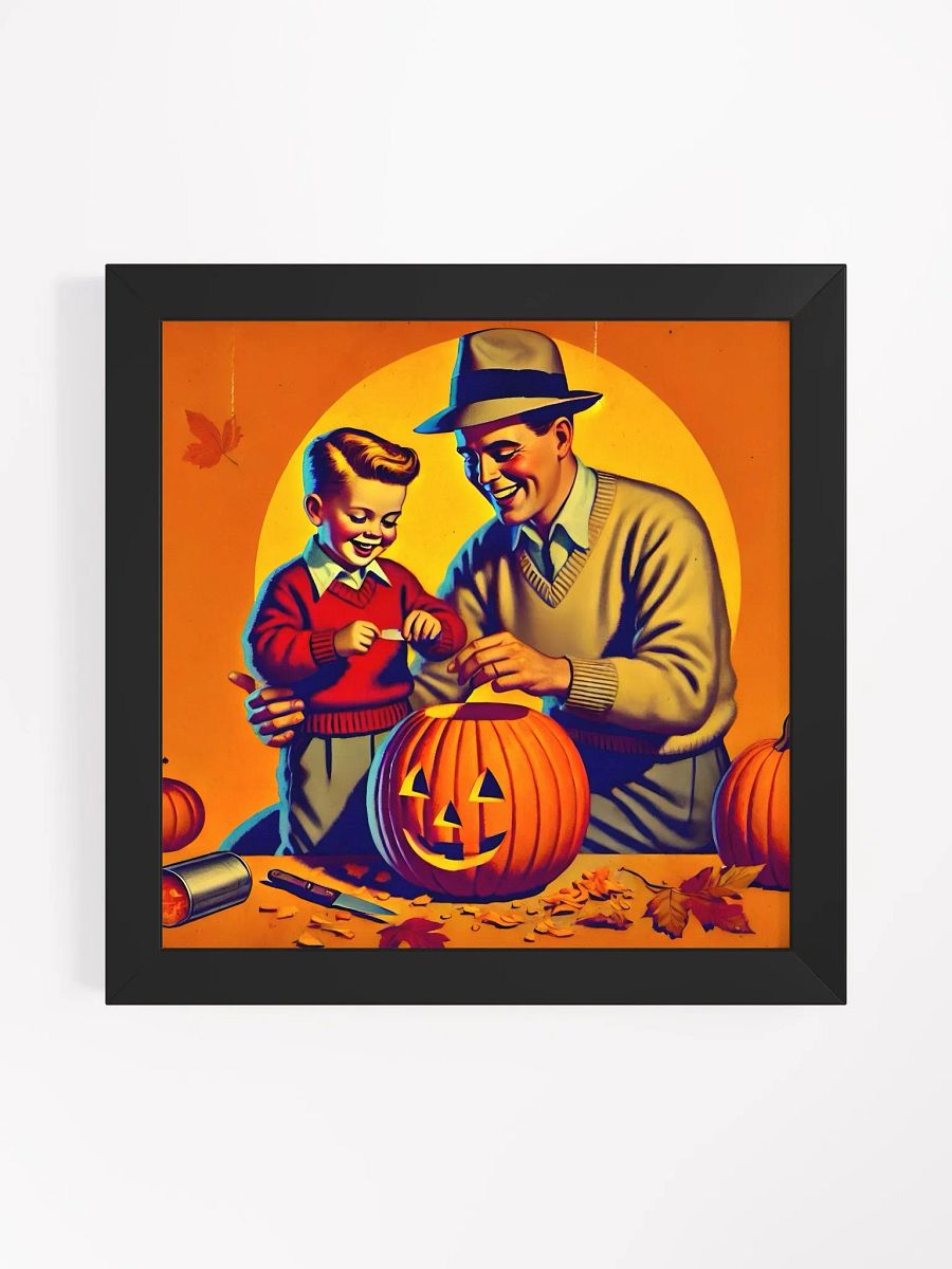 Vintage Halloween Pumpkin Carving: Framed Artwork product image (1)
