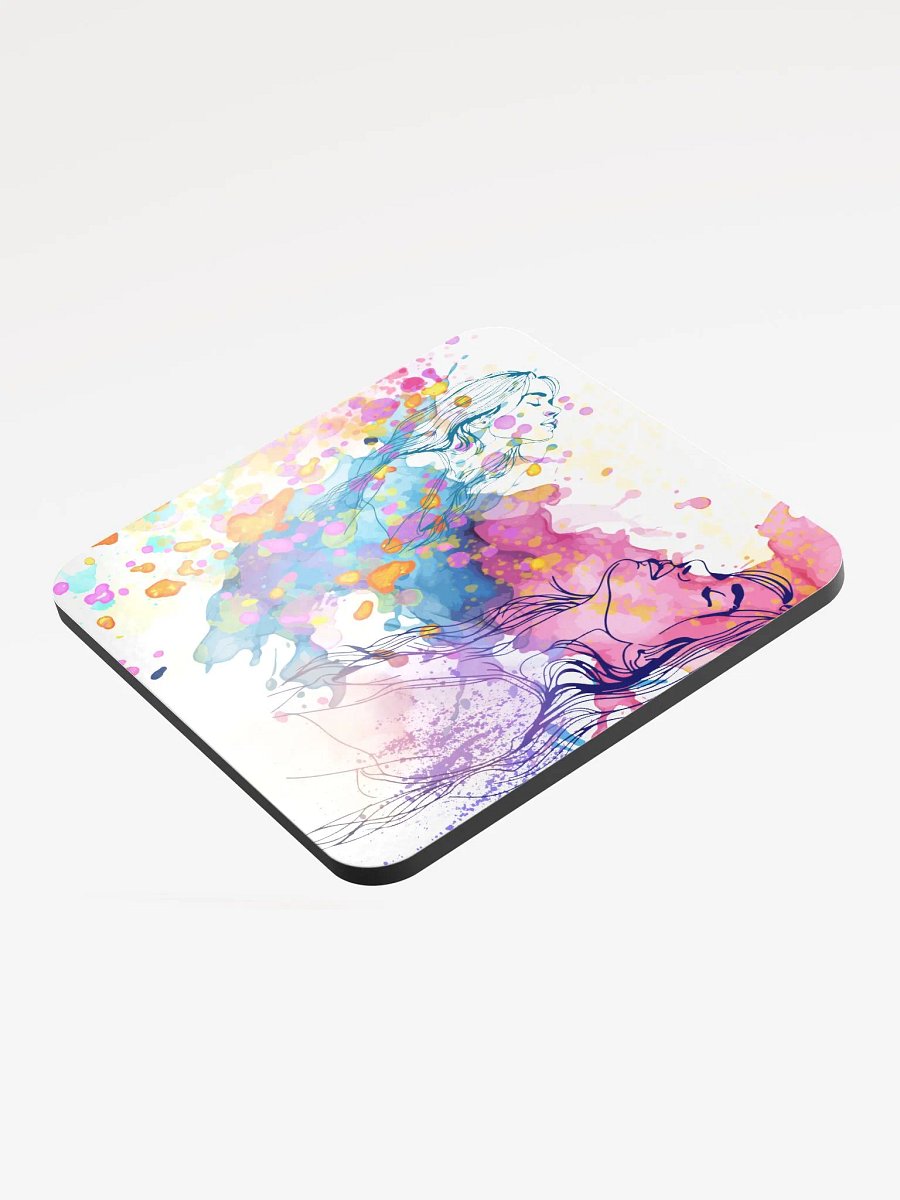 watercolor pastel  faces design on cork coasters product image (3)