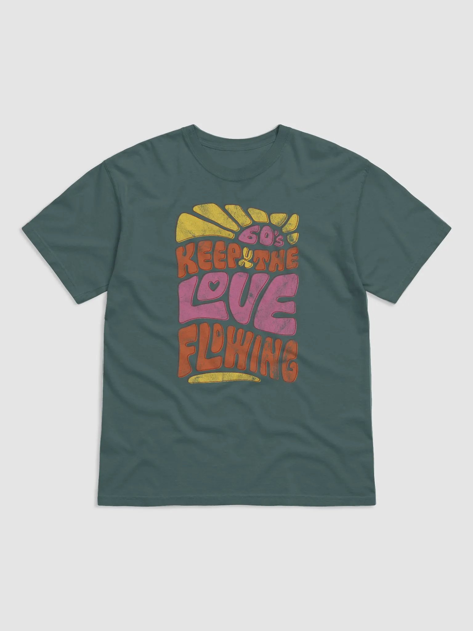 Keep the Love Flowing | Trippy Hippie Groovy Text | Boho-Retro Style 60's Disco T-Shirt product image (2)