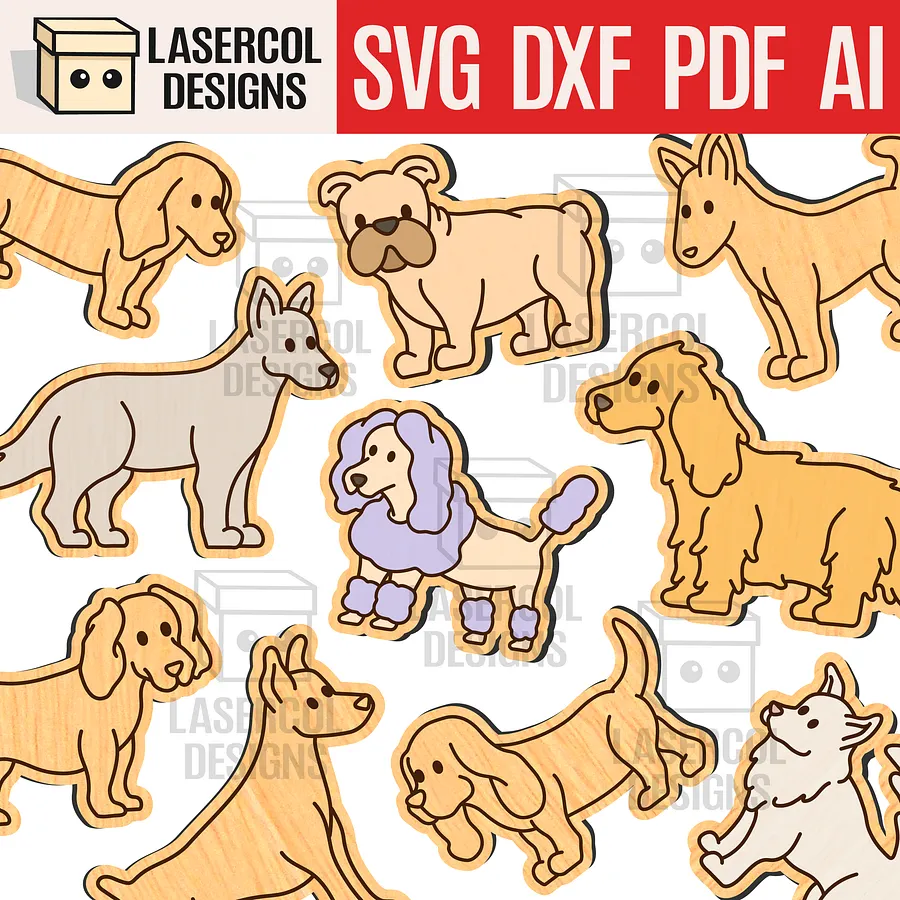Dogs Paint Kit DIY Cut Outs - Laser Cut Files product image (1)