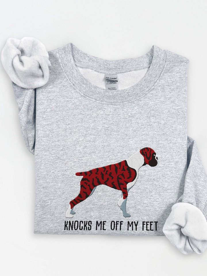 Knocks Me Off My Feet Sweatshirt (Embroidered) of a Boxer(Brindle) product image (1)