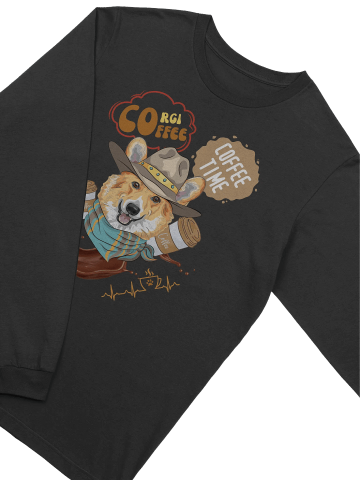 Corgi Coffee Time Dog Lover Long Sleeve T-shirt product image (2)