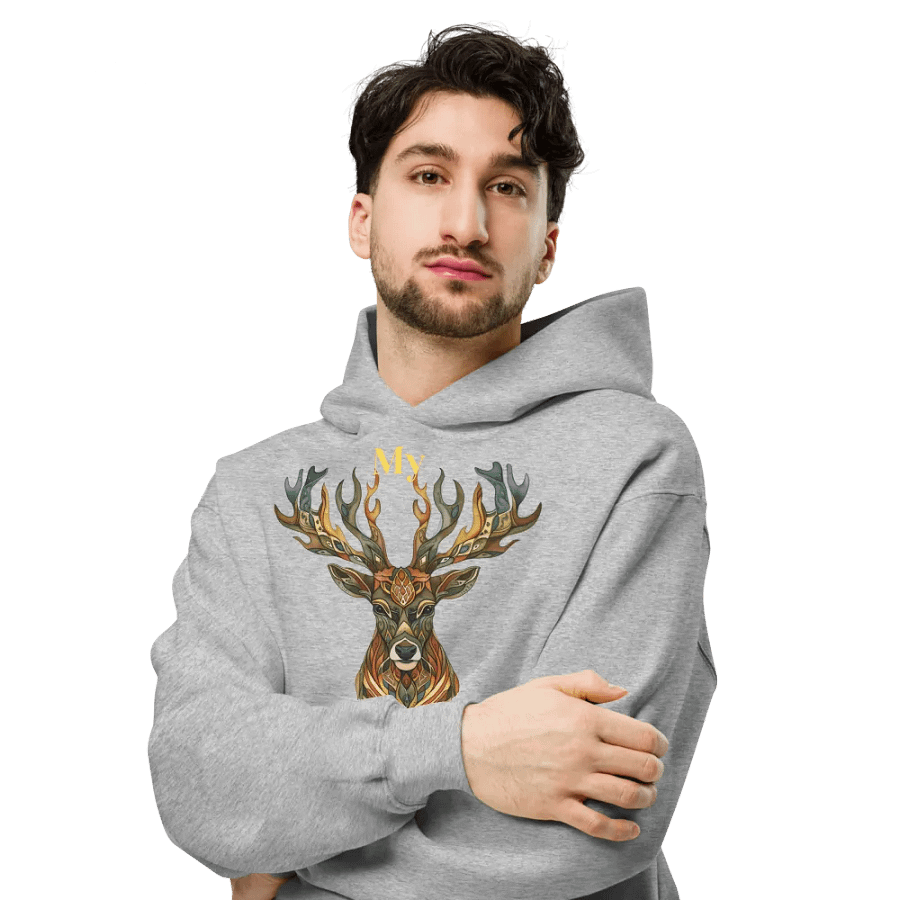 Spirit Animal Deer Head In Folk Art Style Oversized Hoodie product image (6)