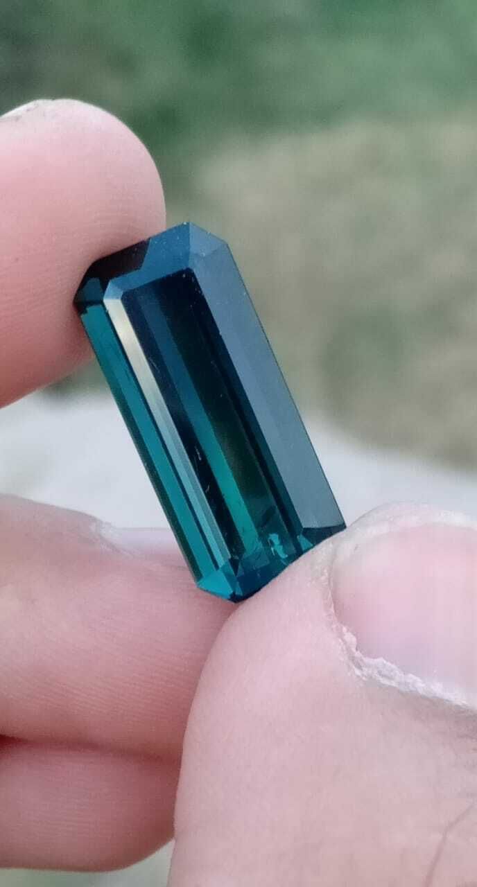 LOOSE GEMSTONE FOR JEWELRY INDICOLITE TOURMALINE DEEP BLUE EMERALD CUT, 14 CARAT product image (5)