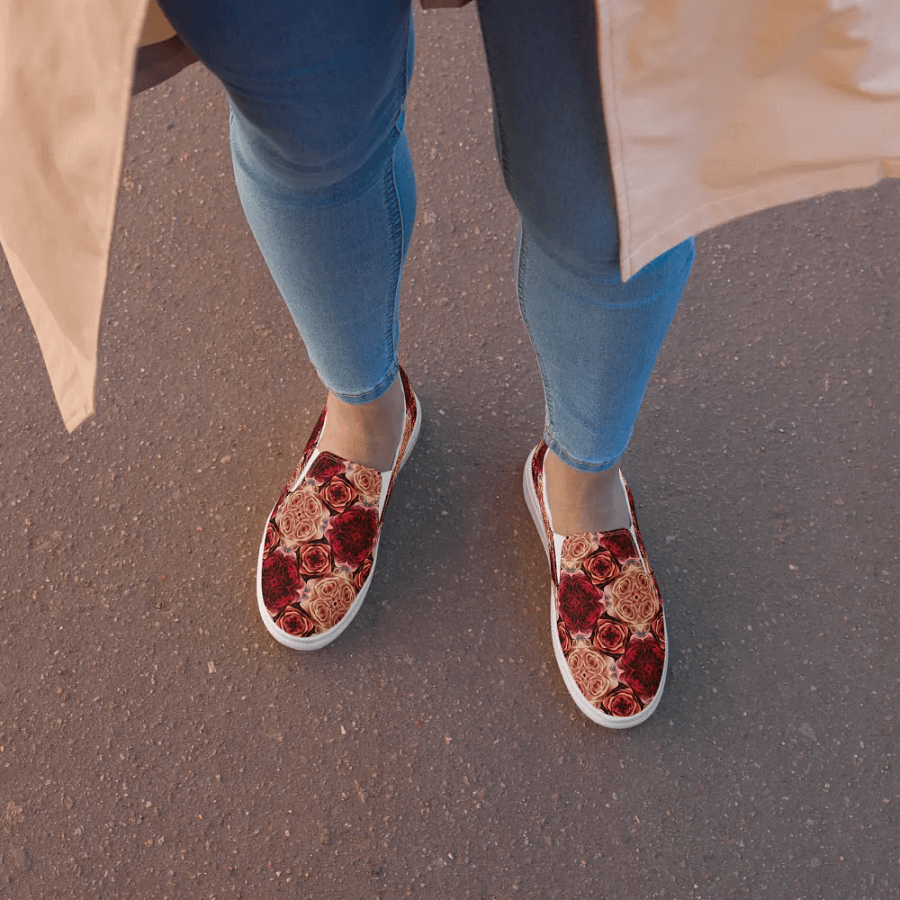 Rose Bouquet Women's Slip-On Canvas Shoes product image (3)