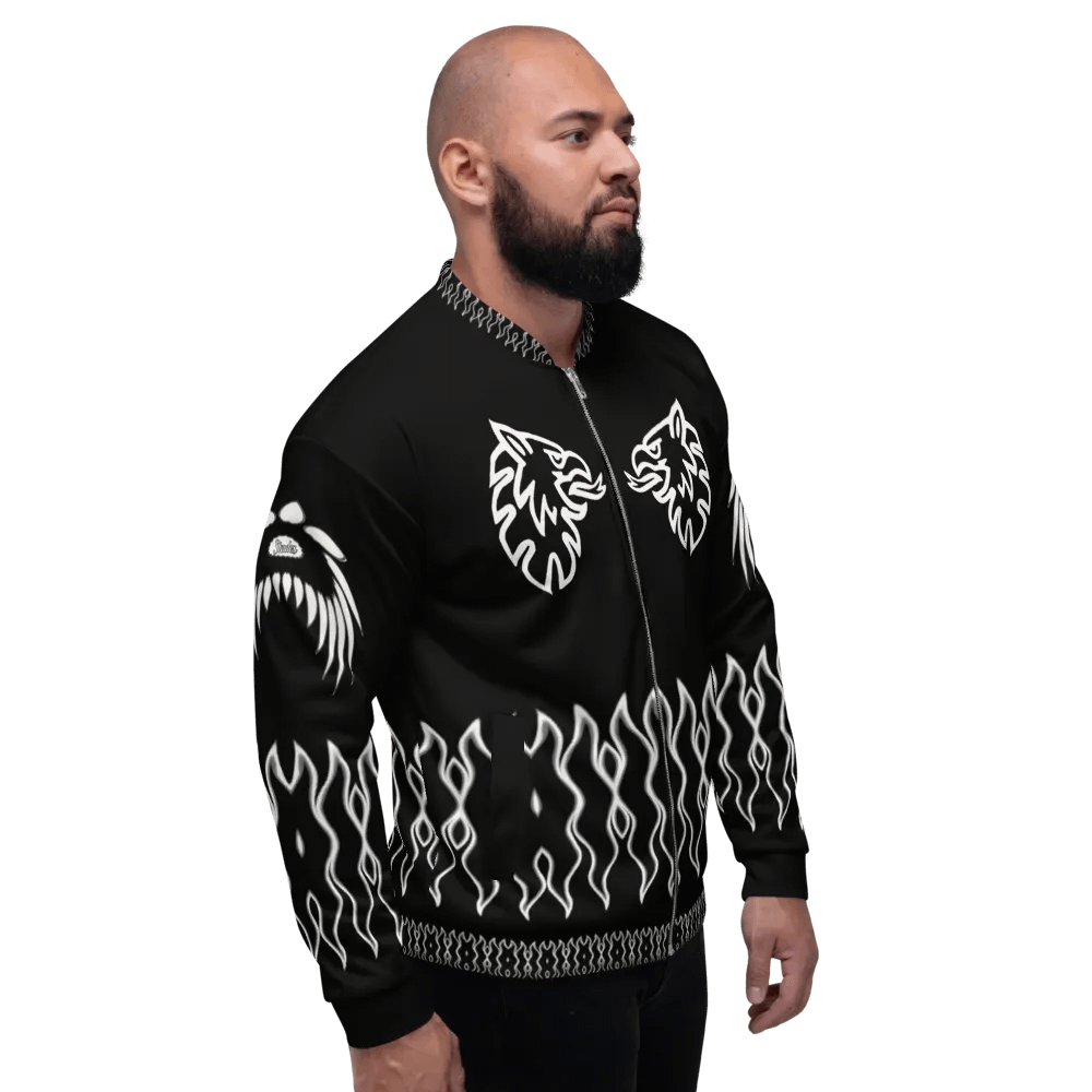 All-Over Print Bomber Jacket by Sublicolor 144 Black and White/Gripen product image (5)