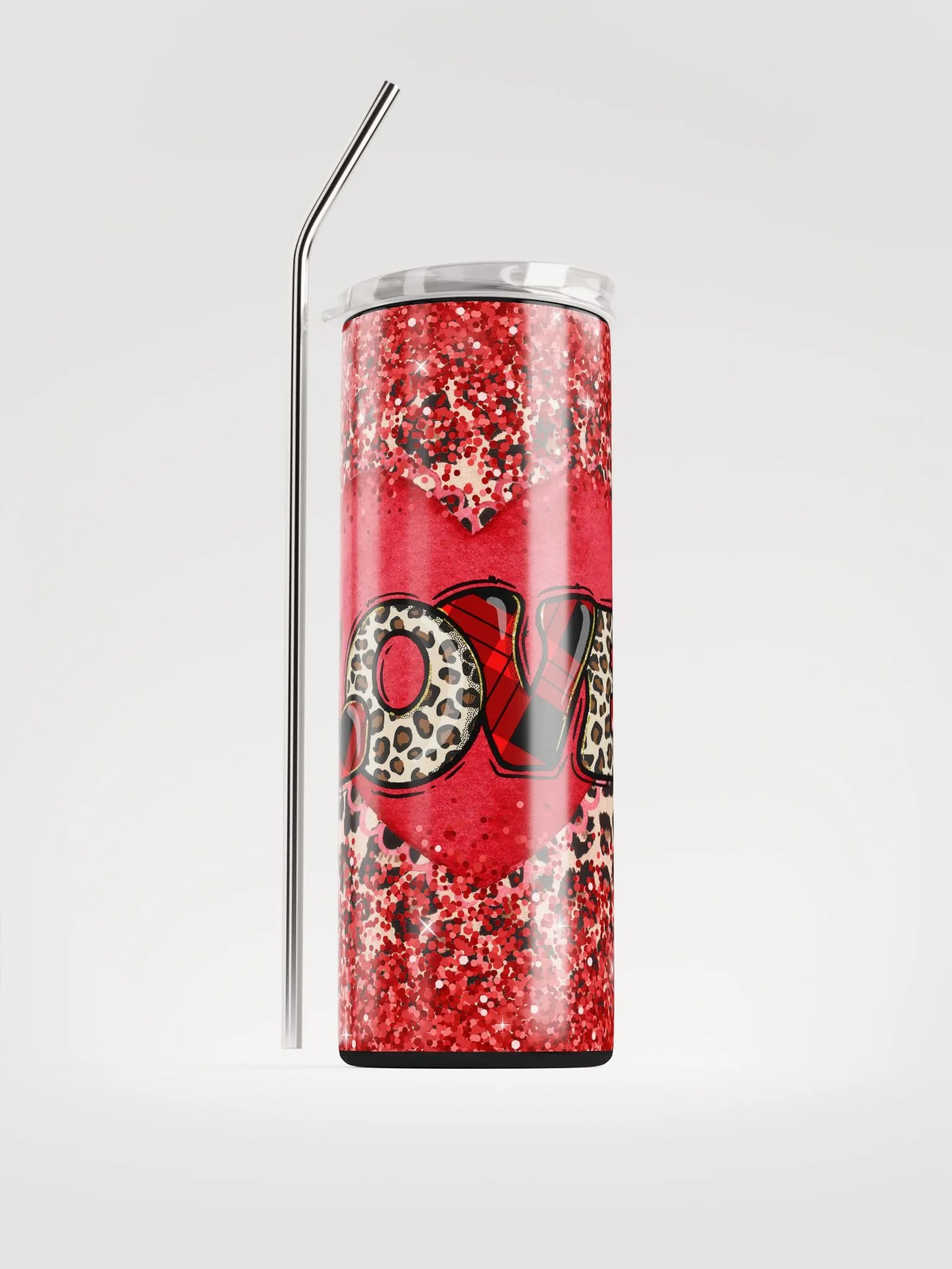 Valentine's Love Red Glitter Stainless Steel Tumbler: Spark Romance product image (1)