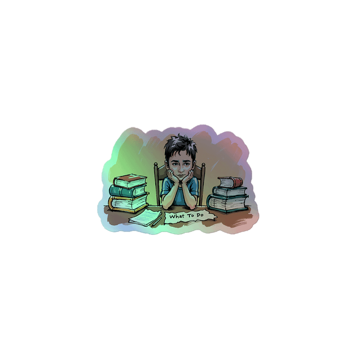 Diligent Student Contemplating Homework Holographic Sticker product image (1)