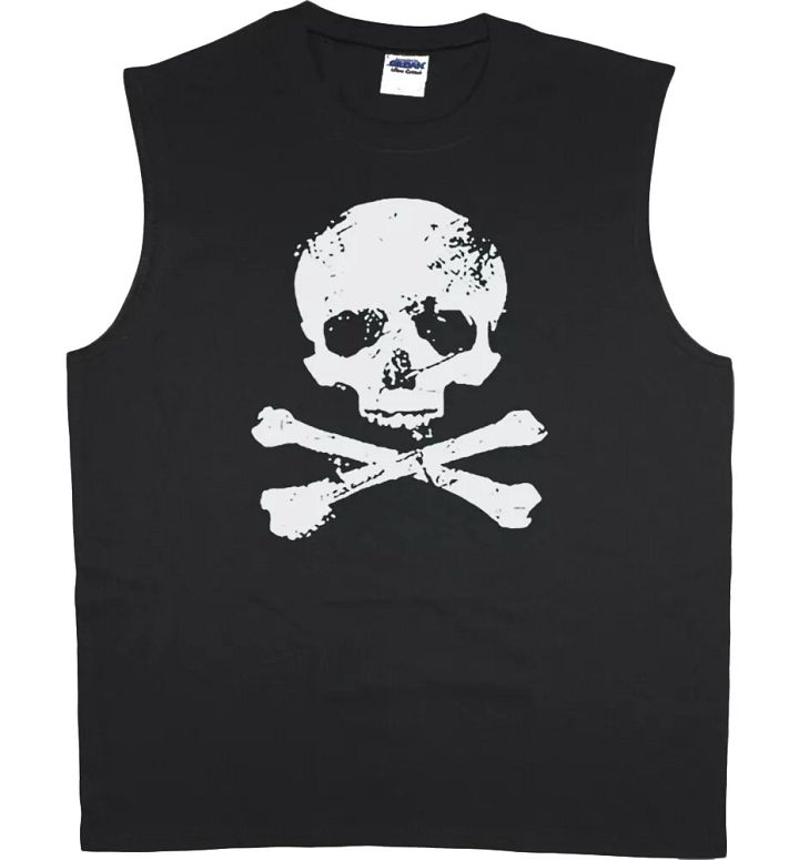 Mens Sleeveless T-shirt Muscle Tee Skull and Crossbones Shirt Tank Top product image (1)