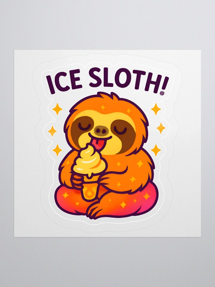 Ice Sloth! – Funny Sloth Ice Cream 3" Sticker | Sloths Having Snacks Collection product image (1)