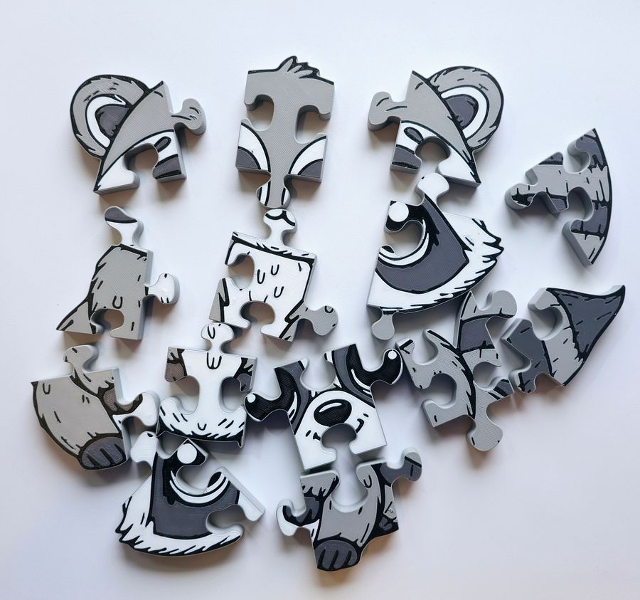 Raccoon 3D Printed Jigsaw Puzzle – A Curious Forest Adventure for Little Hands! product image (2)