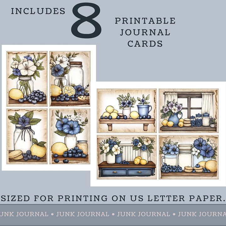Blueberry Lemon Hibiscus - Printable Journal Cards V9 product image (2)