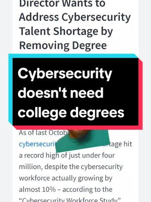 good news everyone looking to get into #cybersecurity #IT #career #news #education #college #greenscreen 