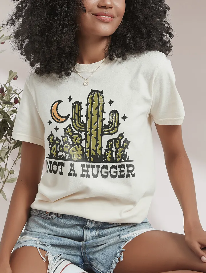 Not a Hugger | Funny Retro-Style Minimalist Hipster T-Shirt of a Desert Cactus for Introverts, Travelers, and Desert Lovers product image (15)