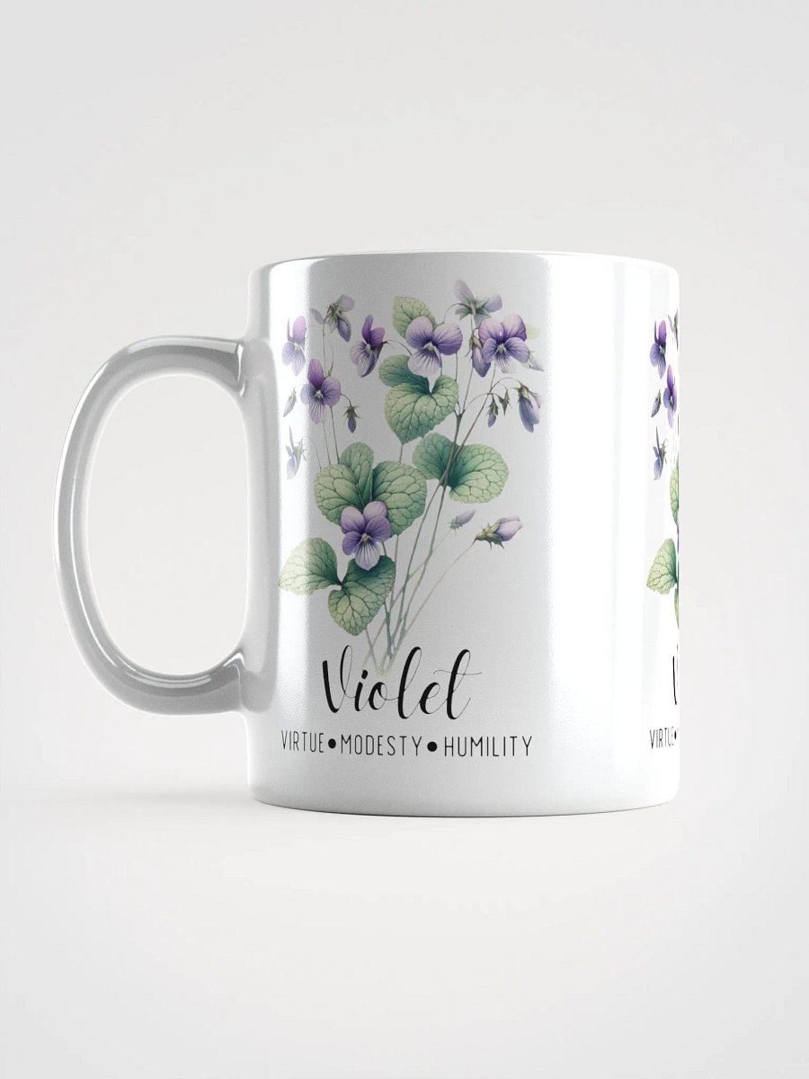 Violet Ceramic White Mug: Virtue, Modesty, Humility, February Birth Month Flower product image (8)