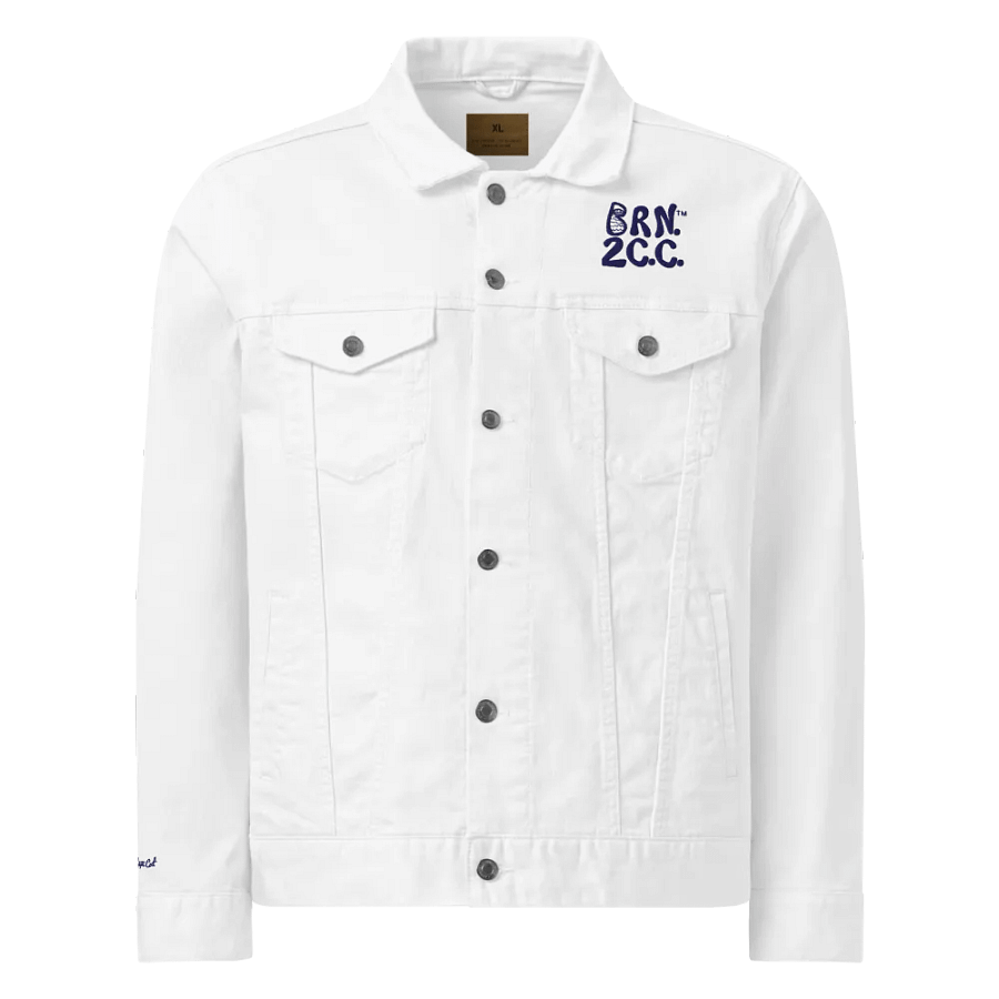 Cape Classic Denim Jacket | BRN.2C.C.™ Edition | Navy Embroidery on Crisp White product image (1)