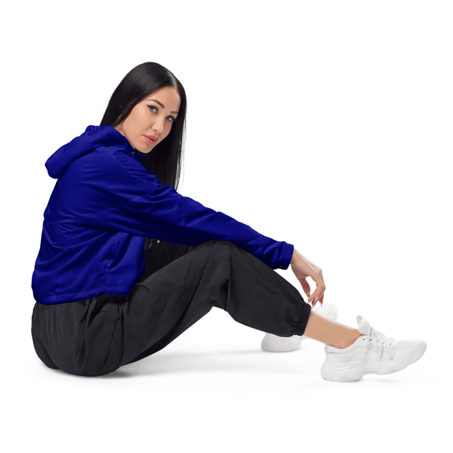 Plain Color Navy Blue Cropped Windbreaker product image (3)