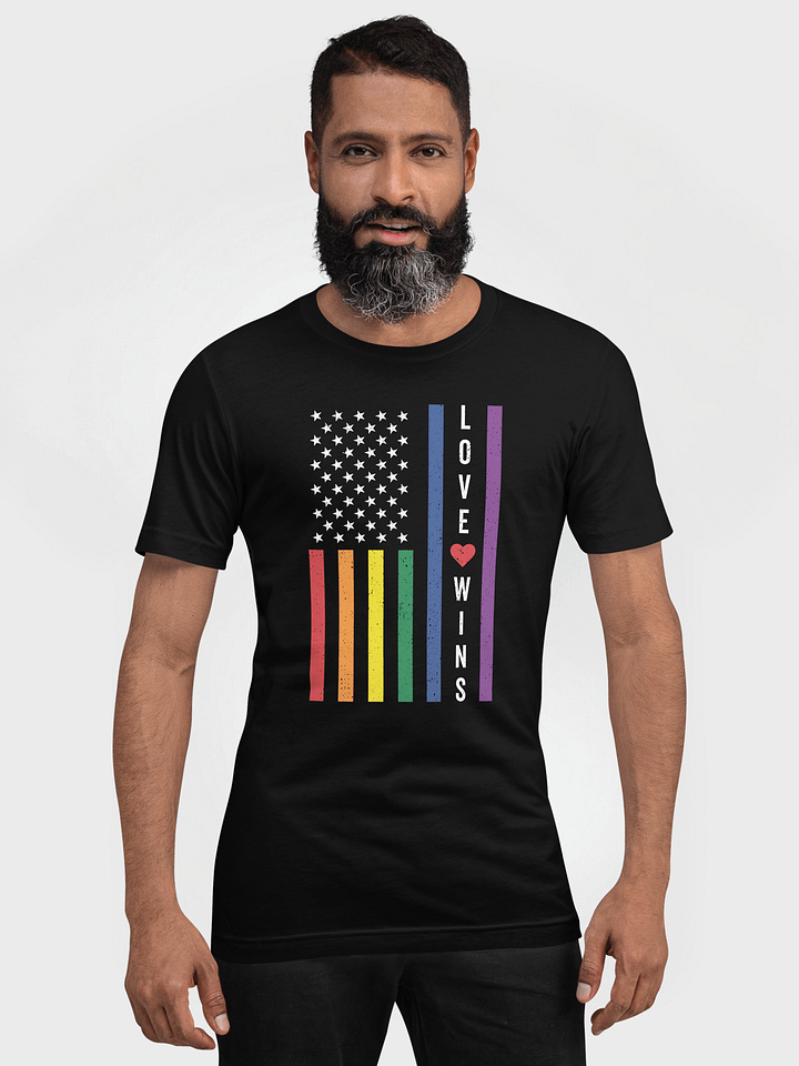 LGBTQ Gay Pride Love Wins USA American Flag T-Shirt product image (1)