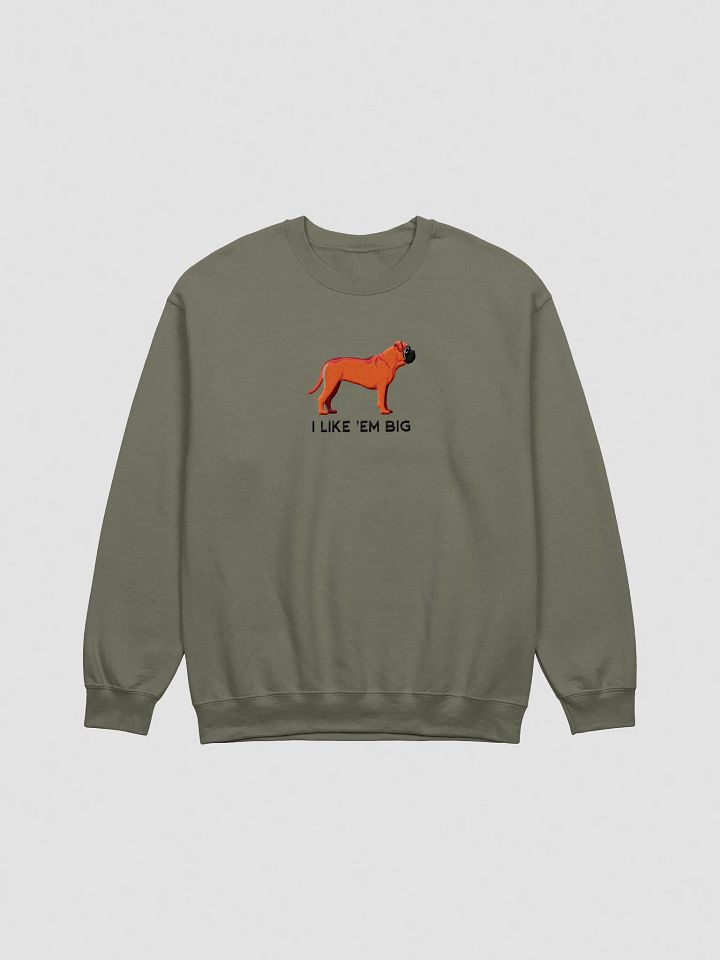 I Like 'Em Big Sweatshirt (Embroidered) of an English Mastiff(Red) product image (7)