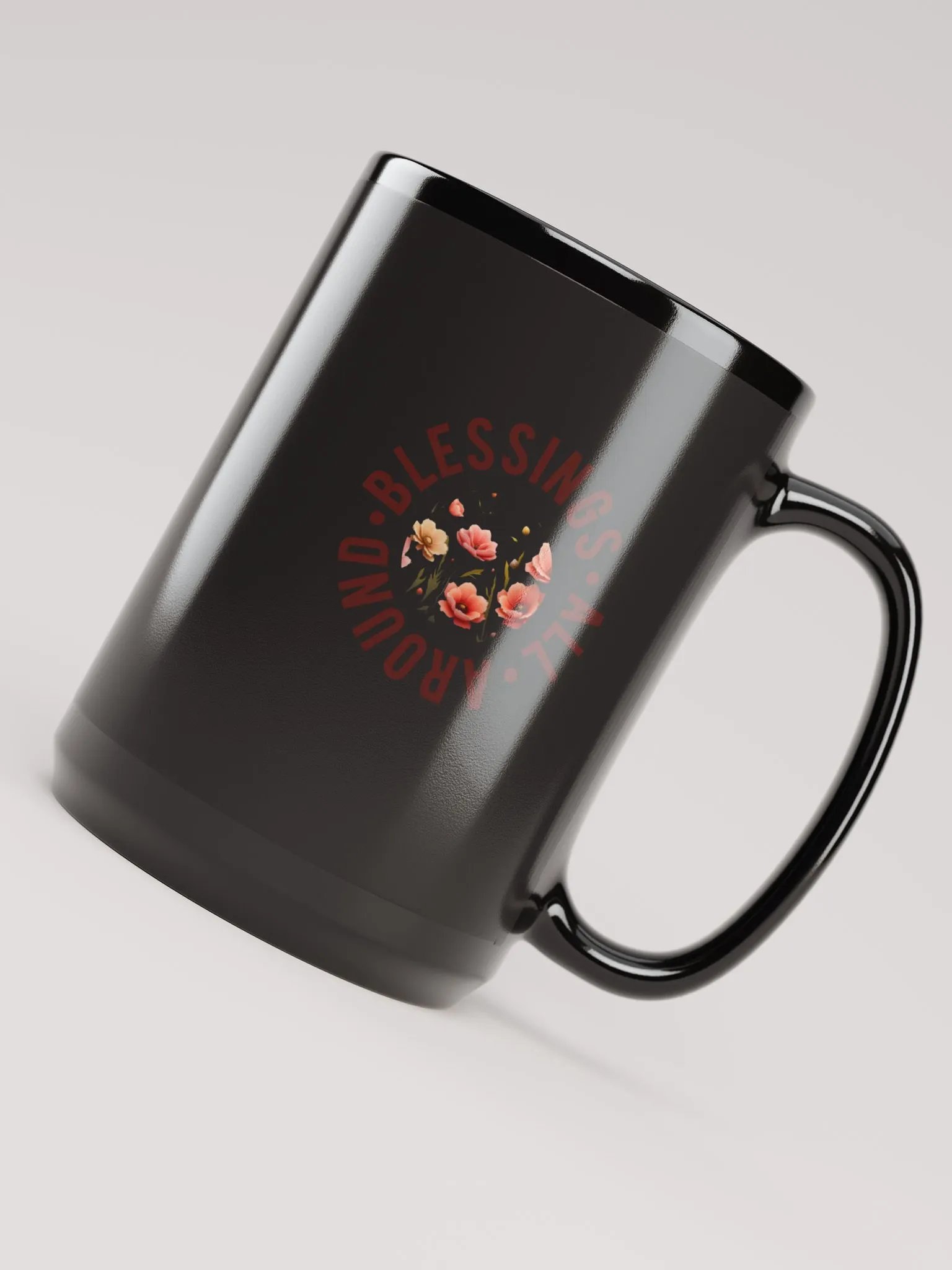 Floral Harmony Black Glossy Mug product image (4)