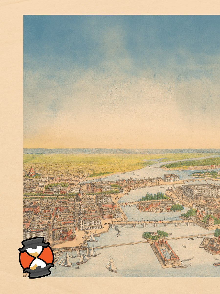 Stockholm Aerial View Canvas Print – 1901 Hand-Drawn Cityscape product image (3)