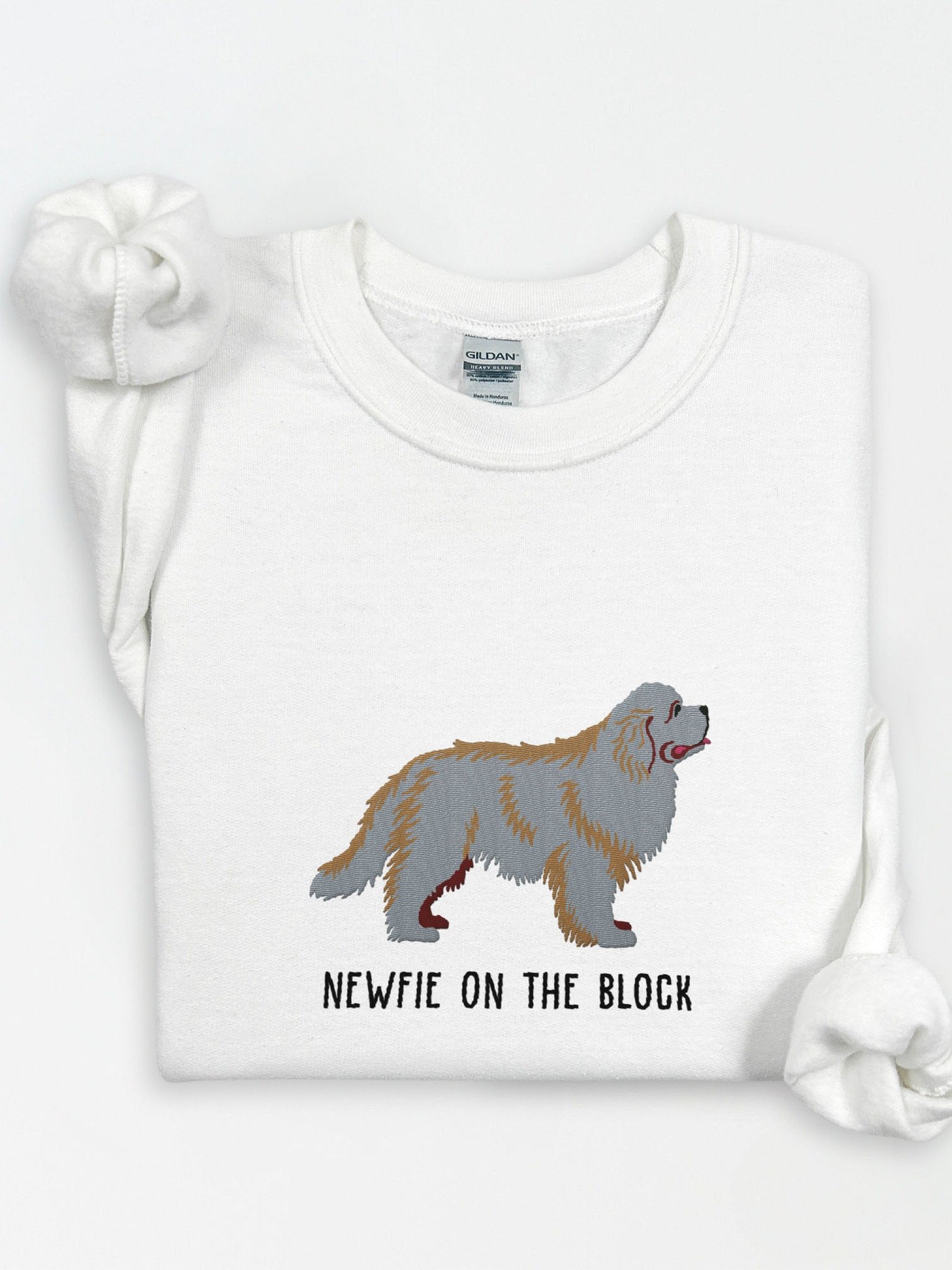 Newfie on the Block Sweatshirt (Embroidered) of a Newfoundland(Blue) product image (1)